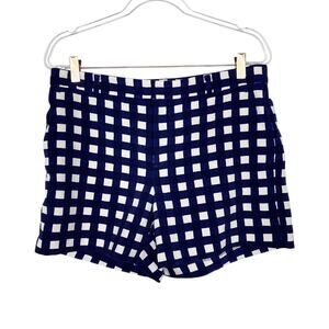 Banana Republic Womens Size 8 Clean Gingham Shorts Navy Blue White Flat Front